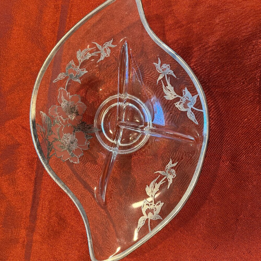 Vintage Divided Candy Dish with Sterling Silver Overlay